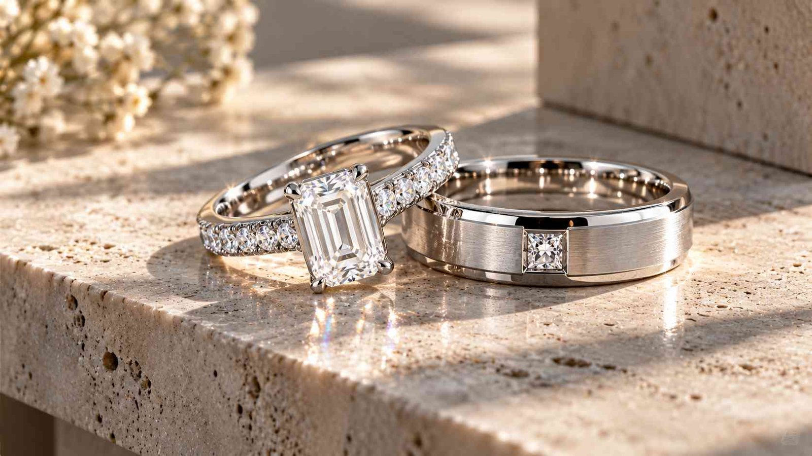 Close-up of an artisan goldsmith carefully setting lab-grown diamonds into a micro-pavé wedding band.